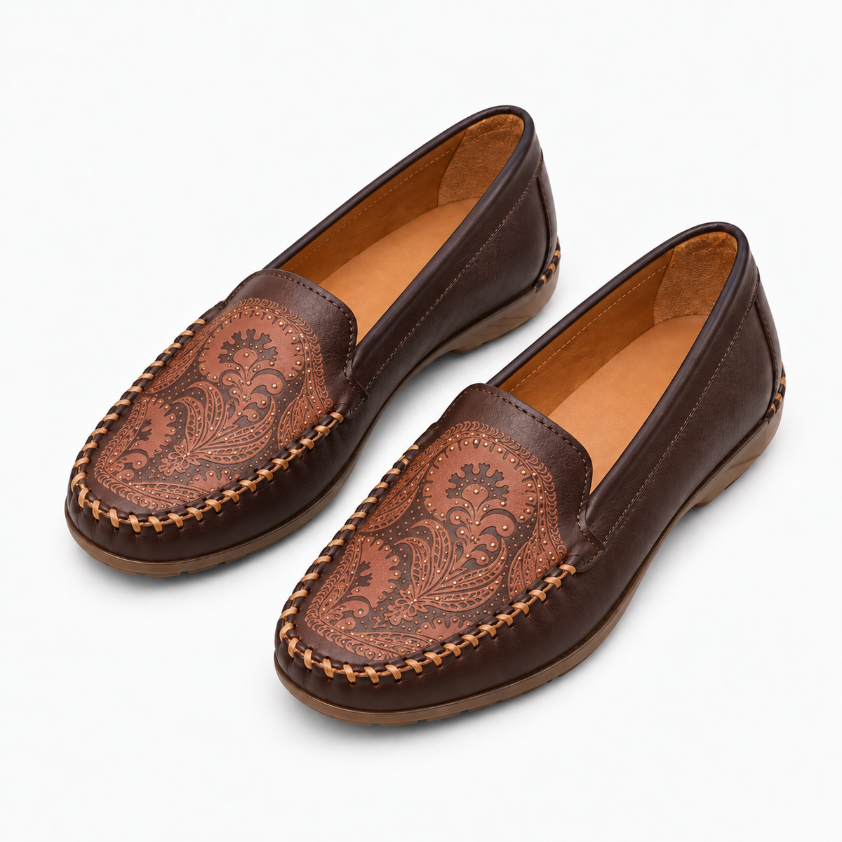 Womens Embroidered Comfort Loafers styling view - womens loafers UK