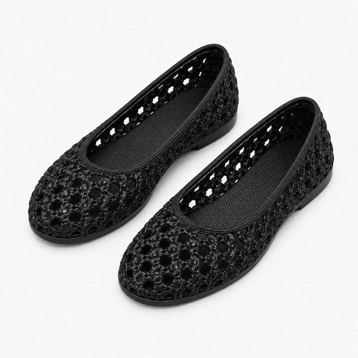 Womens Woven Round Toe Breathable Ballet Flats styling view - women's ballet flats UK