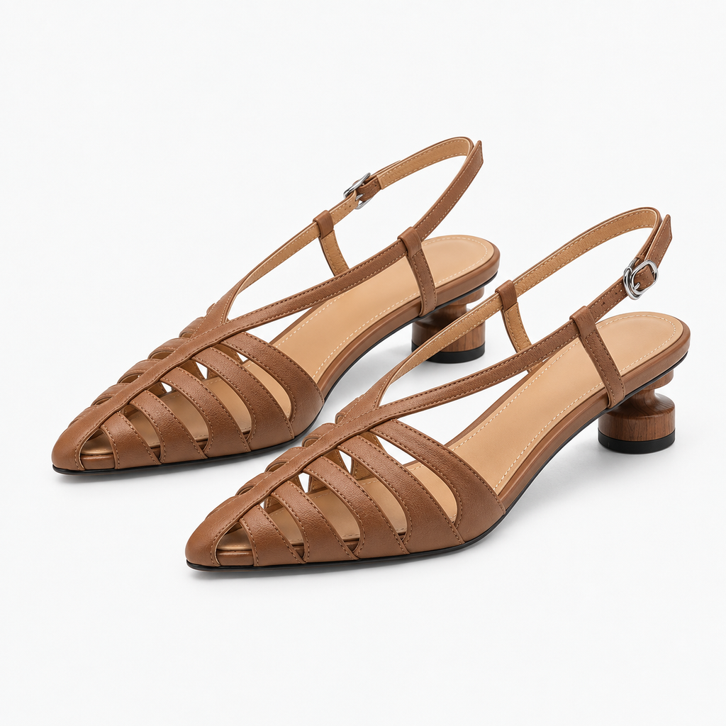 Womens Slingback Strappy Pointed Toe Ballet Flats styling view - women's ballet flats UK