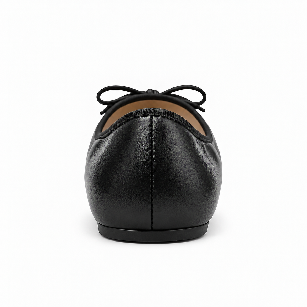 Womens Leather-Look Bow Ballet Flats front view - womens ballet flats UK