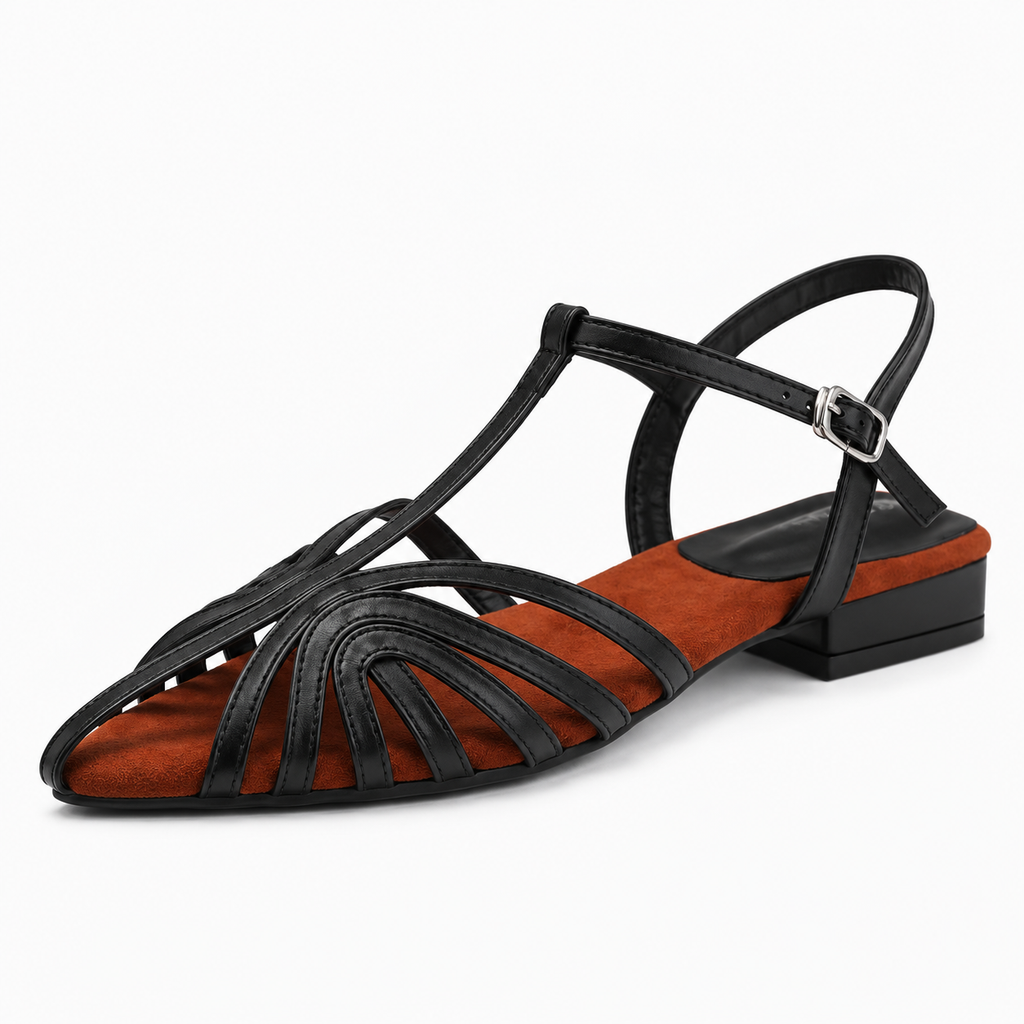 Womens Pointed Cut Out Ballet Flats close-up view - ladies ballet flats UK