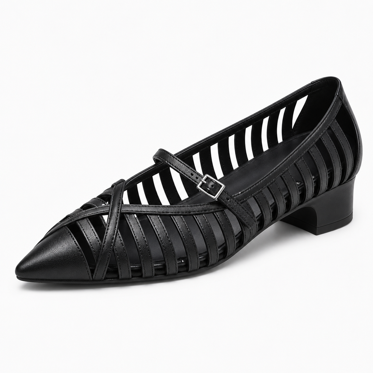 Womens Pointed Toe Chunky Summer Ballet Flats close-up view - women's ballet flats UK