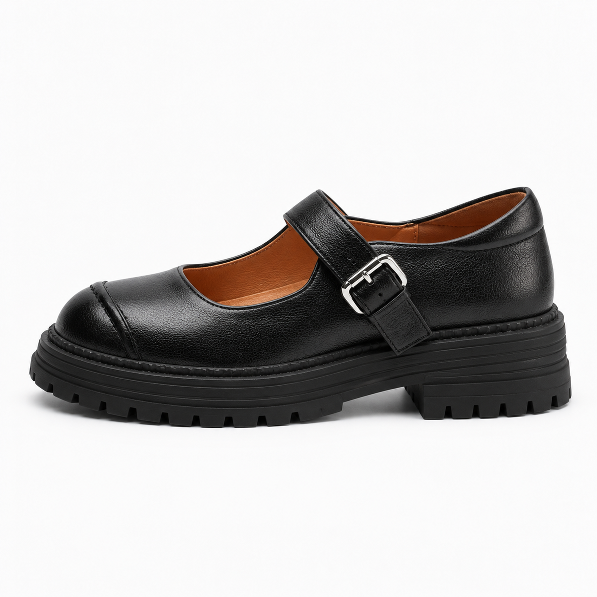 Womens Leather Black Loafers close-up view - women's leather loafers UK