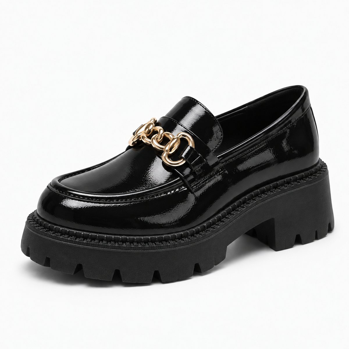 Womens Chain Platform Loafers close-up view - women's loafers UK