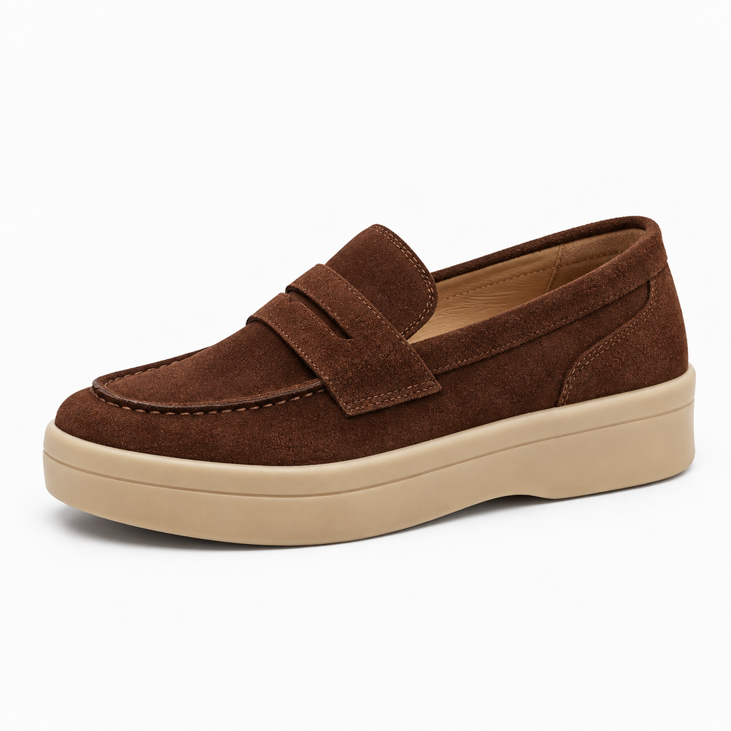 Womens Suede Leather Loafers close-up view - women's suede loafers UK