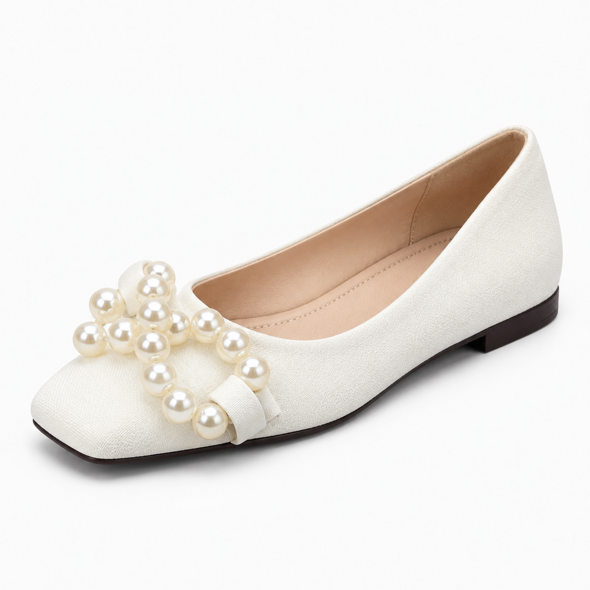 Womens Pearl Square Toe Ballet Flats close-up view - women's ballet flats UK