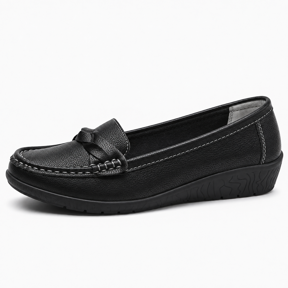 Womens Leather Wedge Ballet Flats close-up view - women's ballet flats UK