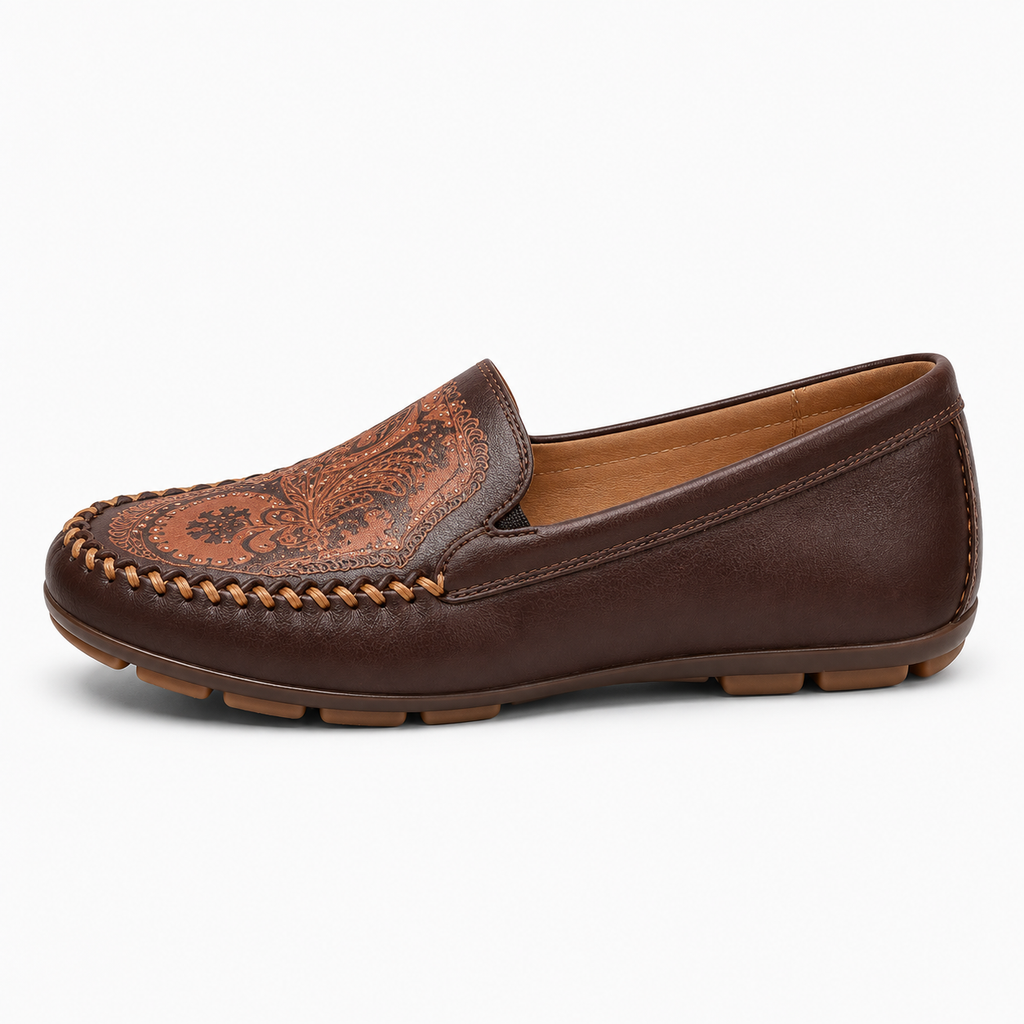 Womens Embroidered Comfort Loafers close-up view - womens loafers UK