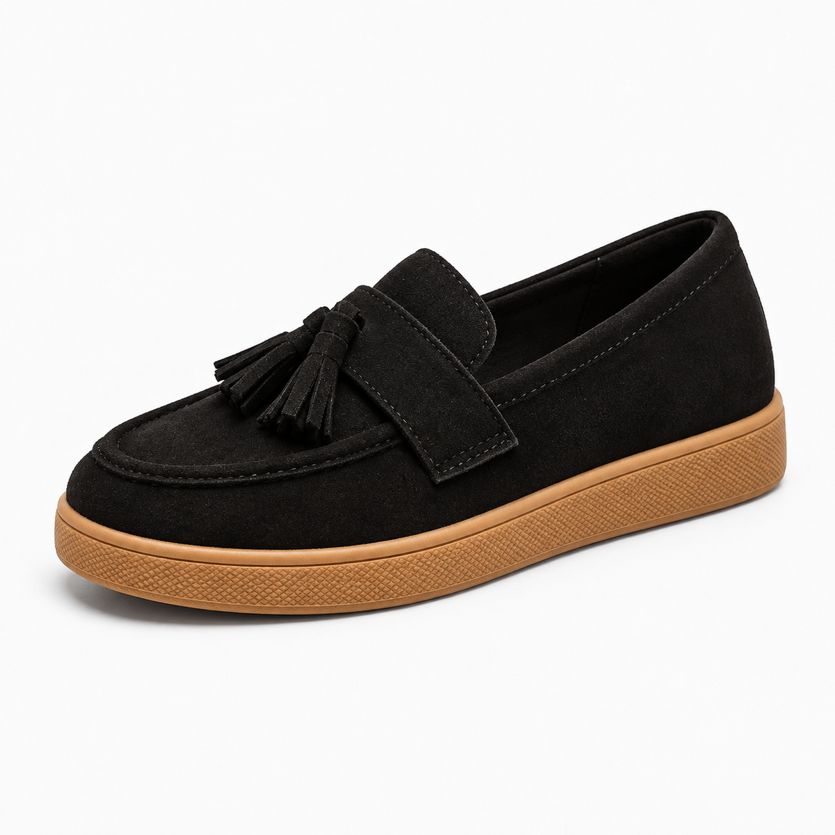 Womens Suede Leather Retro Everyday Loafers close-up view - women's suede loafers UK