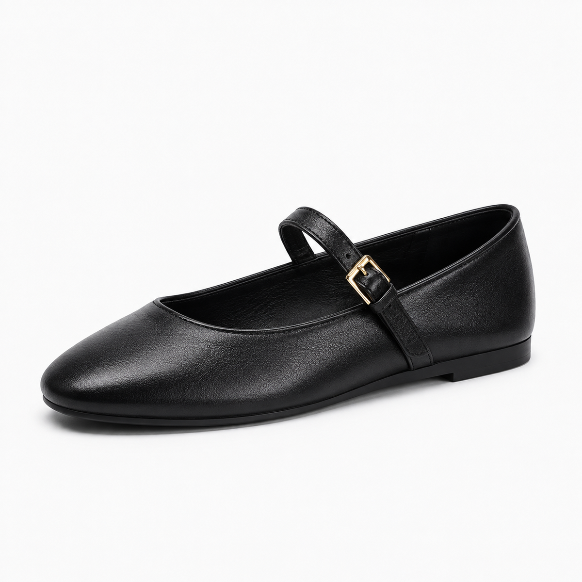 Womens Round Toe Black Ballet Flats close-up view - women's ballet flats UK