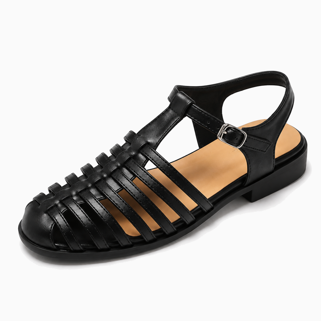 Womens Woven Ankle Strap Ballet Flats close-up view - ladies ballet flats UK