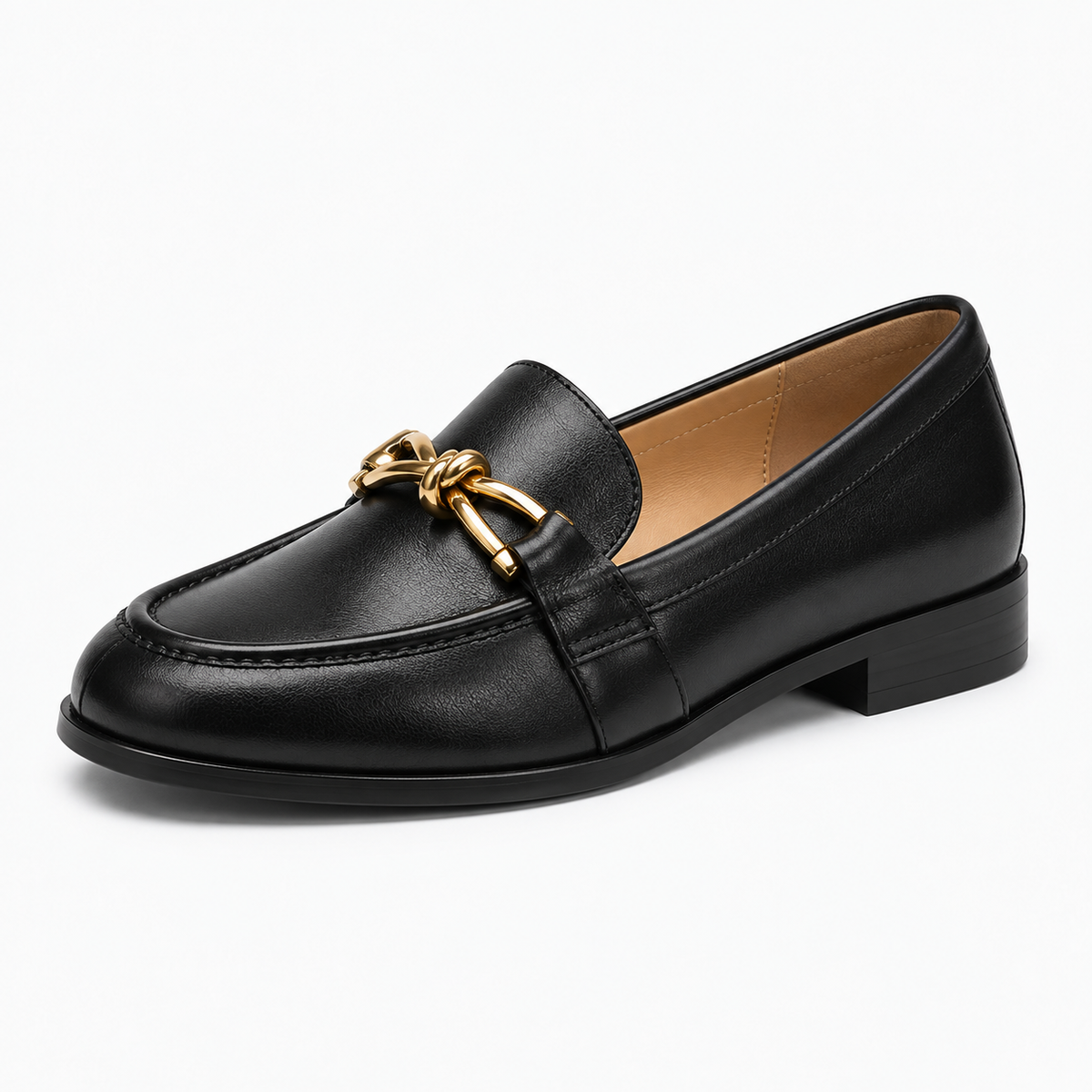 Womens Penny Leather Walking Loafers close-up view - women's leather loafers UK
