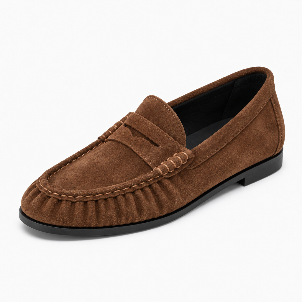 Womens Leather Retro Loafers close-up view - women's leather loafers UK