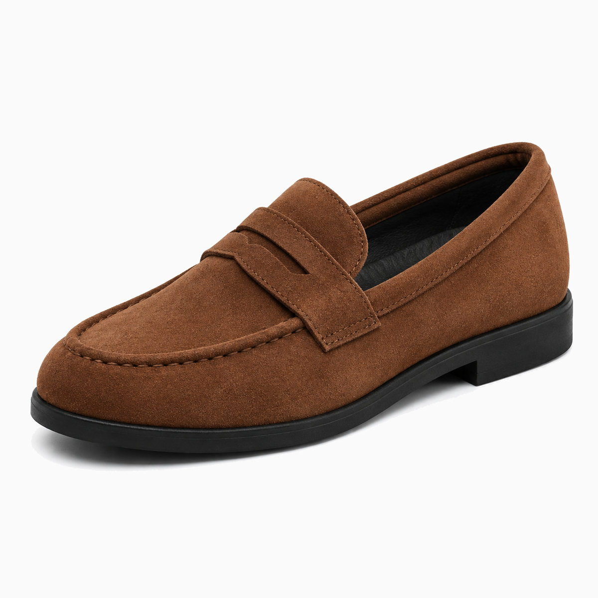 Womens Brown Suede Penny Loafers close-up detail - classic penny loafers UK