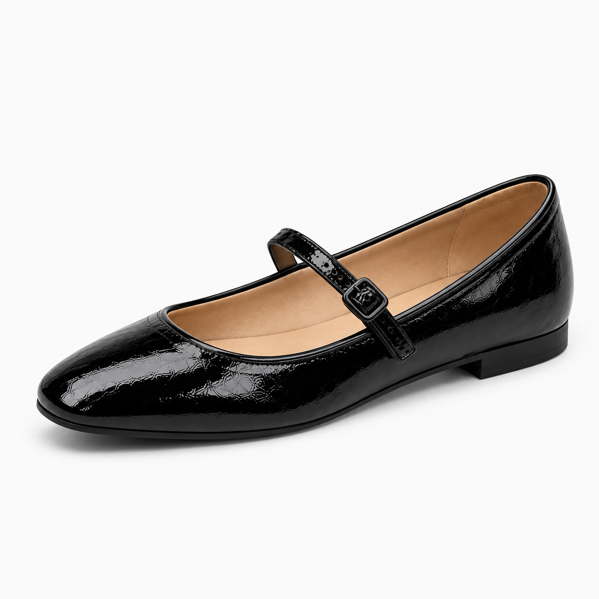 Womens Mary Jane Buckle Strappy Ballet Flats close-up view - Mary Jane ballet flats UK