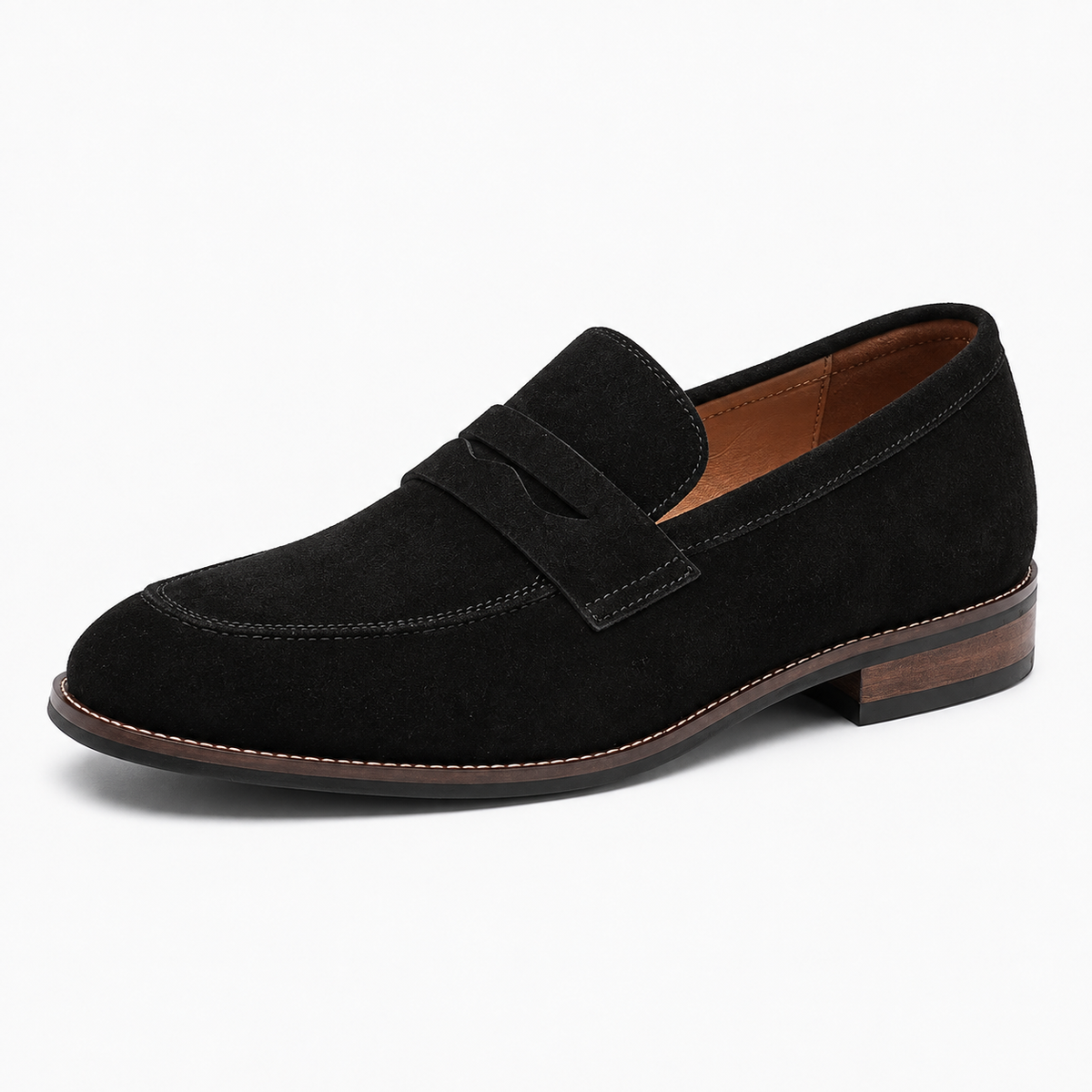 Womens Suede Leather Retro Loafers close-up view - women's suede loafers UK
