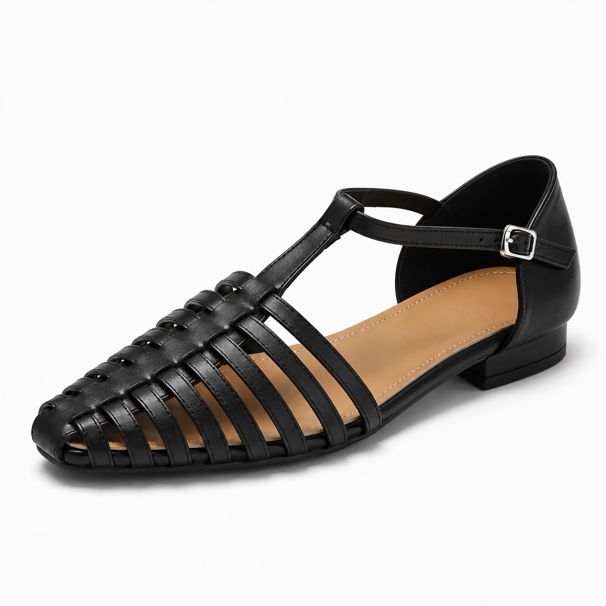 Womens Strappy Woven Ballet Flats close-up view - womens ballet flats UK