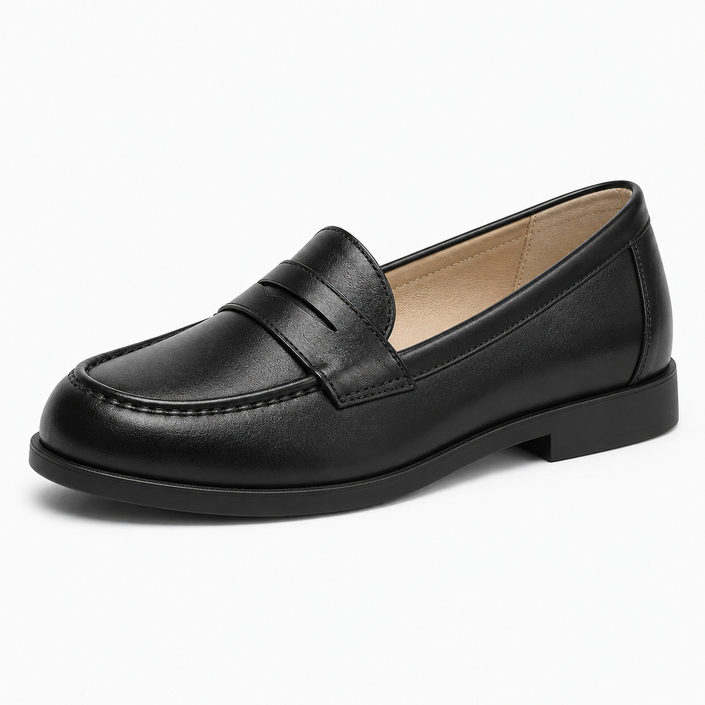 Womens Leather Chain Loafers close-up view - women's leather loafers UK