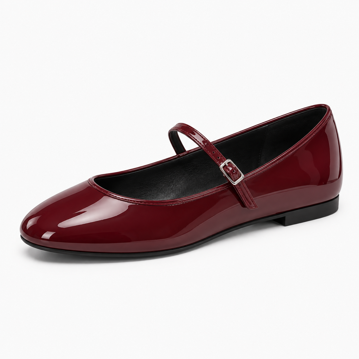 Burgundy Patent Leather Mary Jane Heels sole view - mary jane heels UK