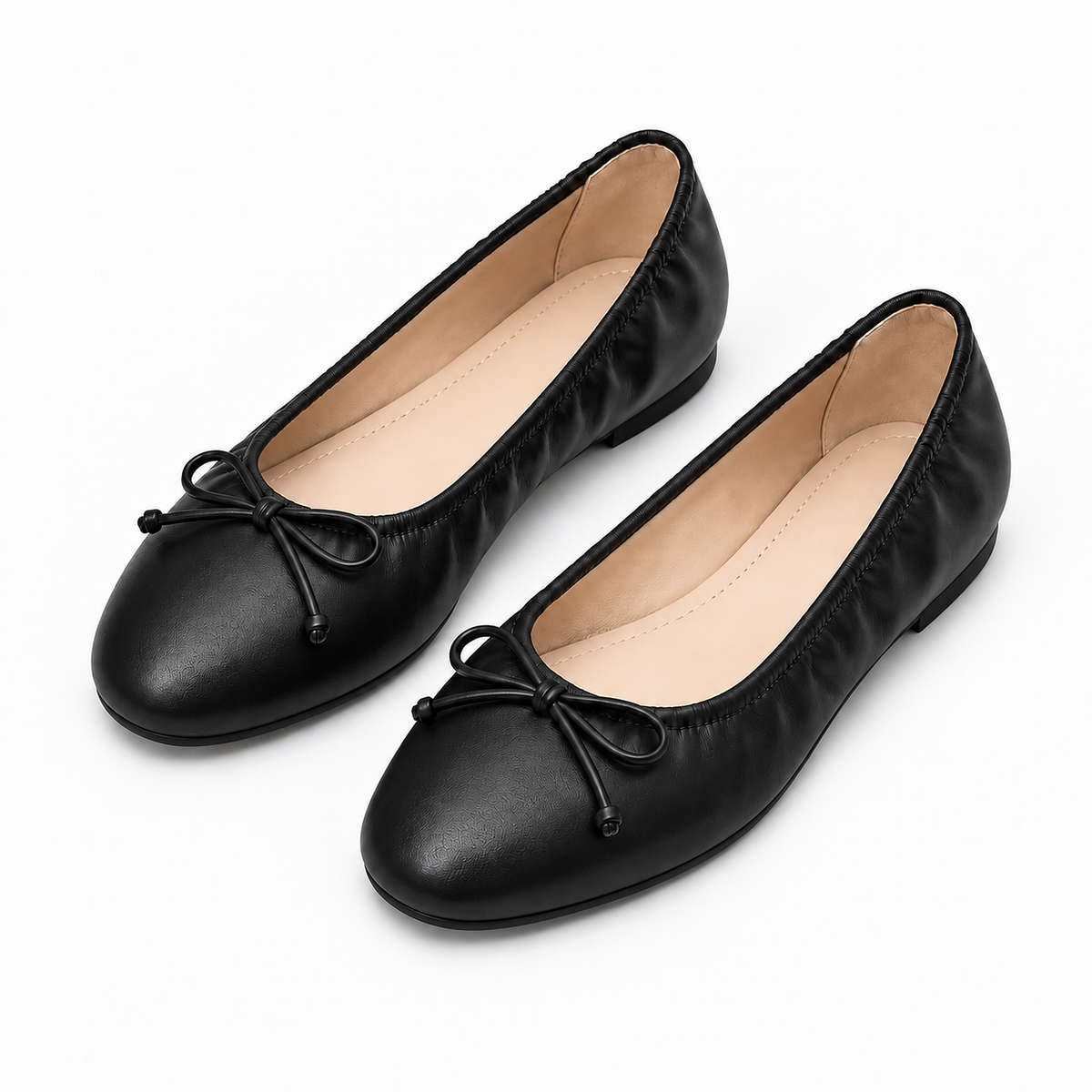 Womens Leather-Look Bow Ballet Flats styling view - elegant ladies flats UK