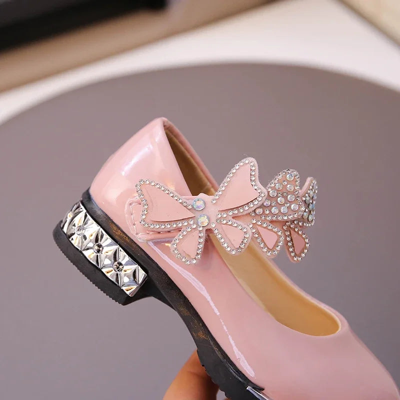 Girls' Rhinestone Butterfly Party Loafers