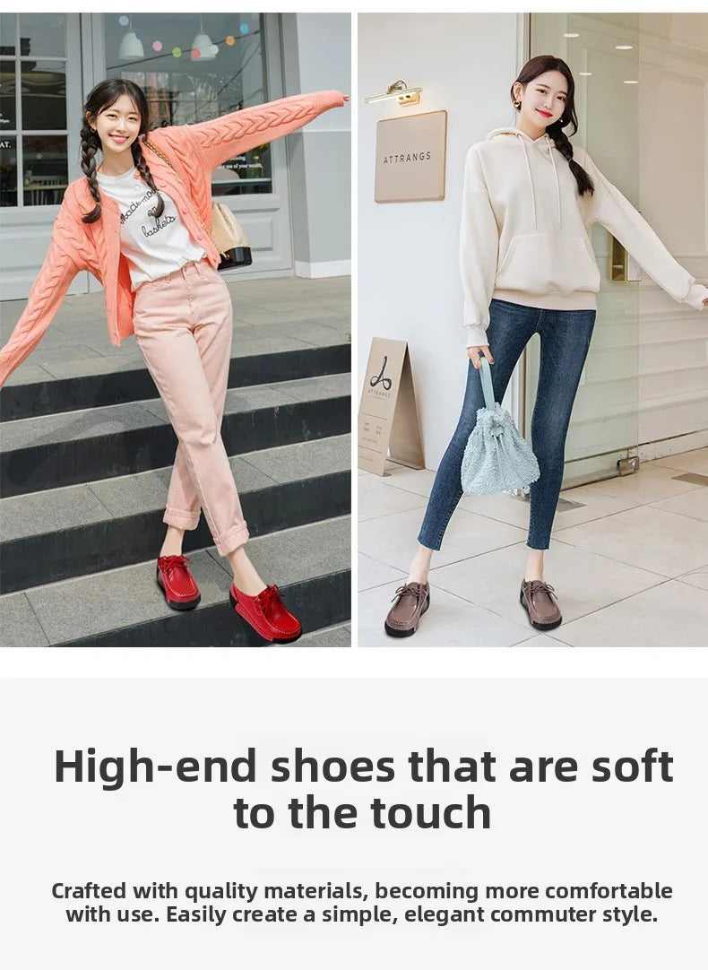 Women's Real Leather Flatform Loafers