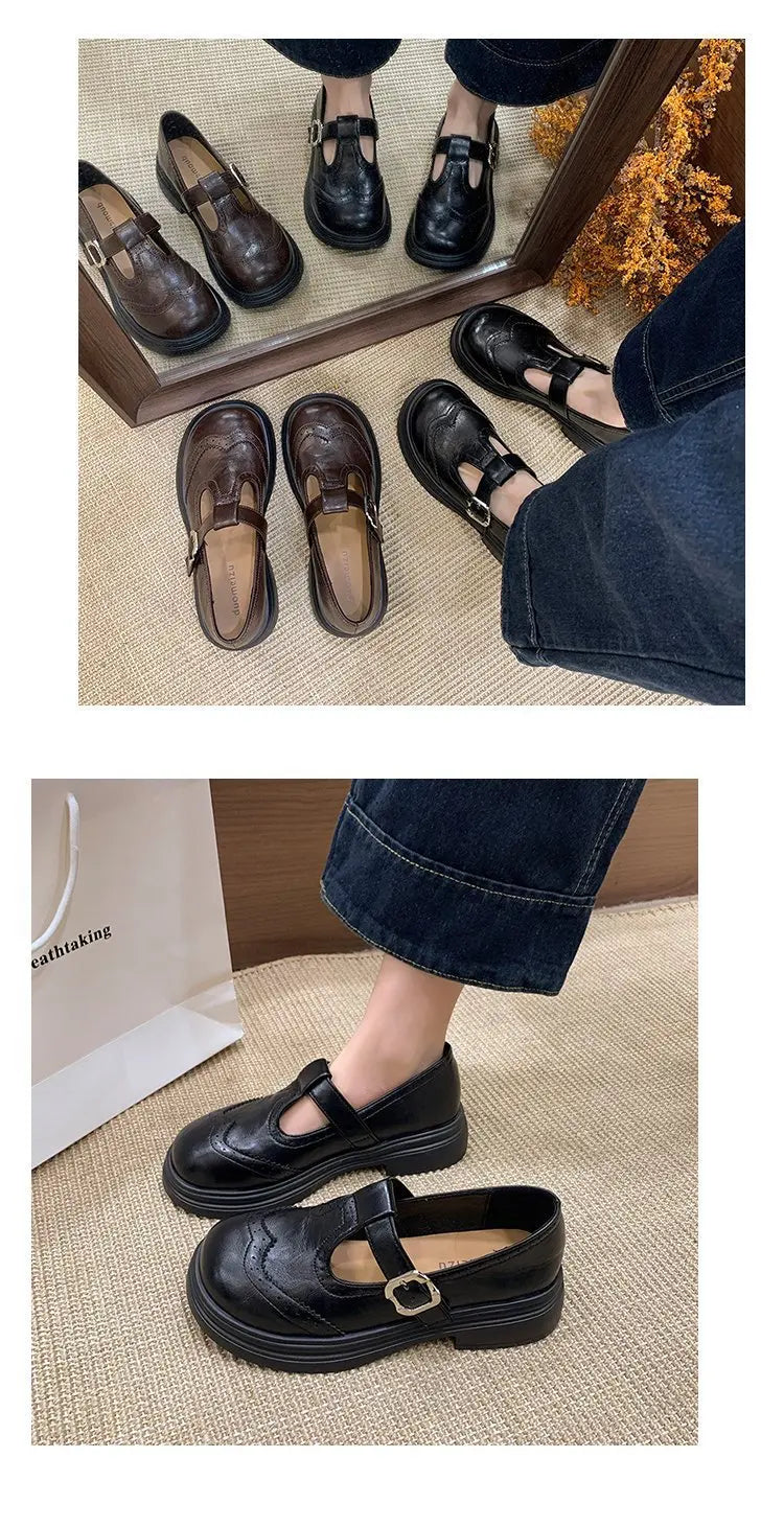 Women's Block Heel Mary Jane Loafers