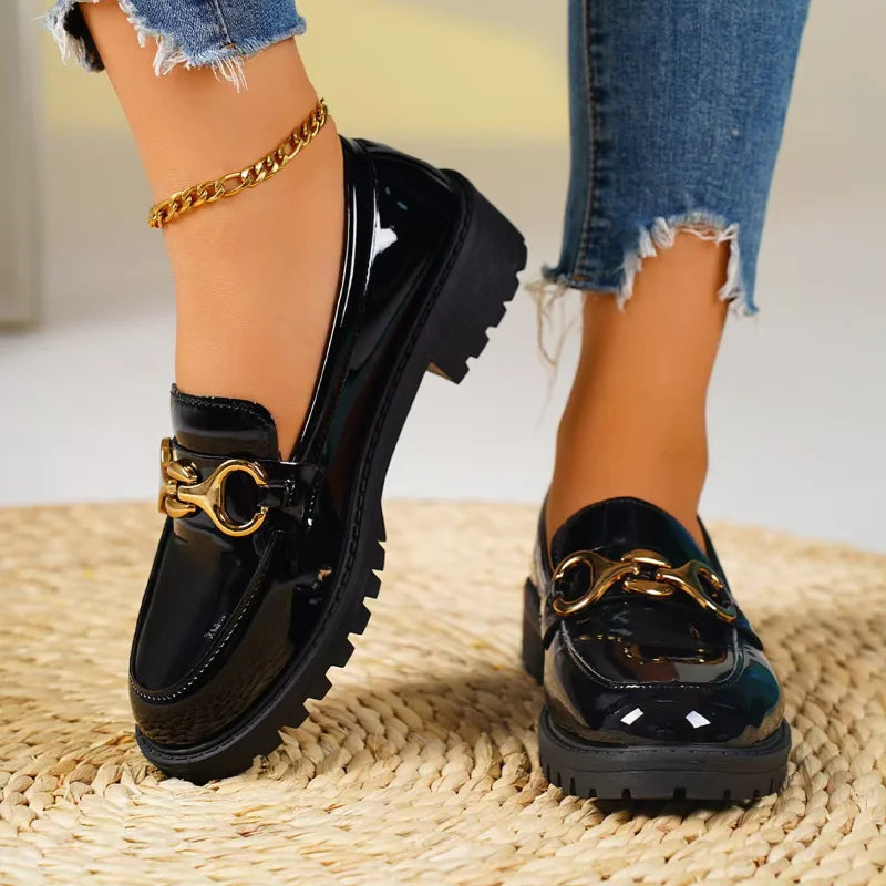 Women's British Style Thick Heel Loafers