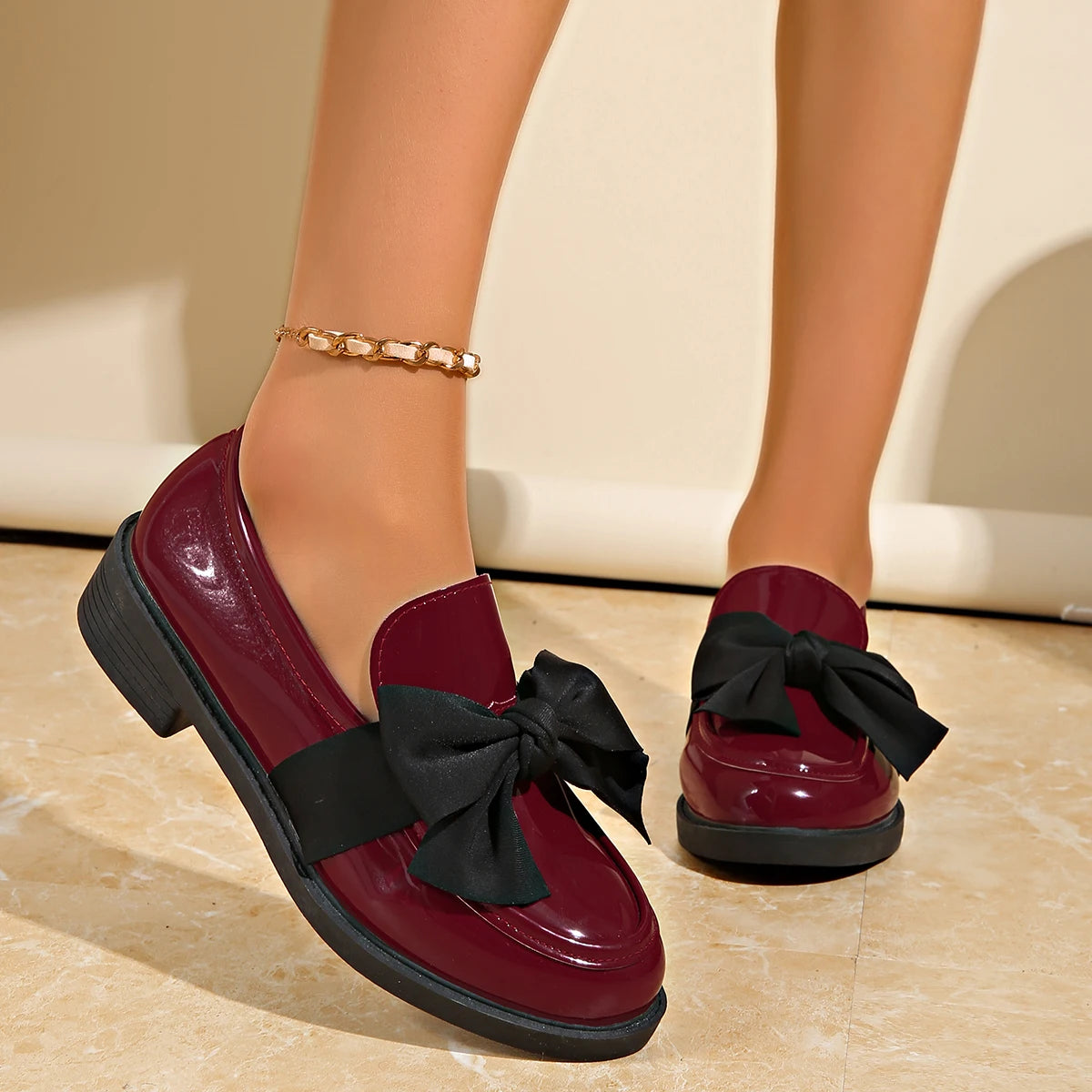 Women's Patent Leather Bow Loafers
