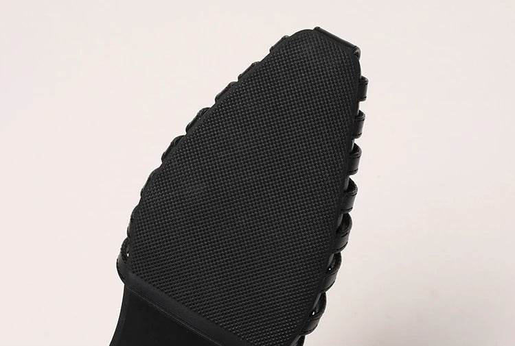 Womens T Bar Woven Ballet Flats close-up view - womens Mary Jane flats UK view 5
