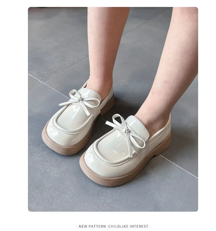Kids' Black Thick Sole School Loafers