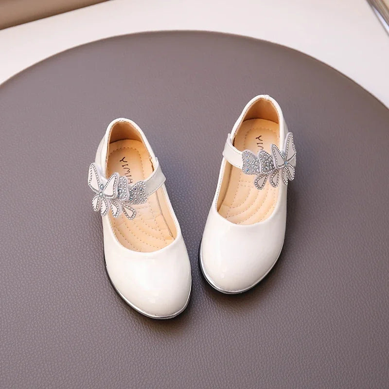 Girls' Rhinestone Butterfly Party Loafers