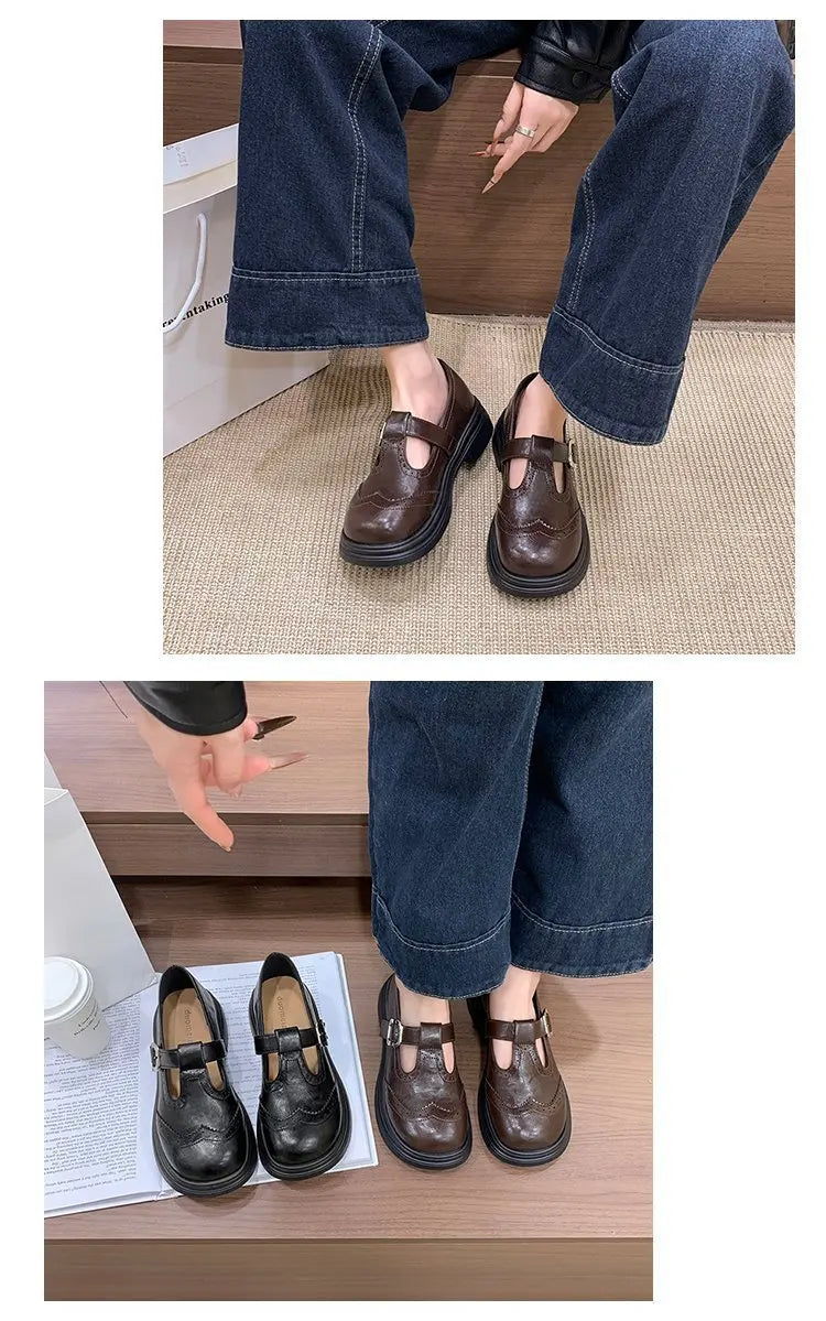 Women's Block Heel Mary Jane Loafers