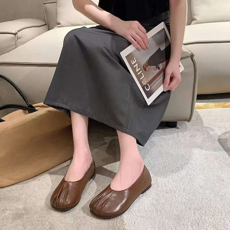 Women's Pleated Toe Leather Loafers
