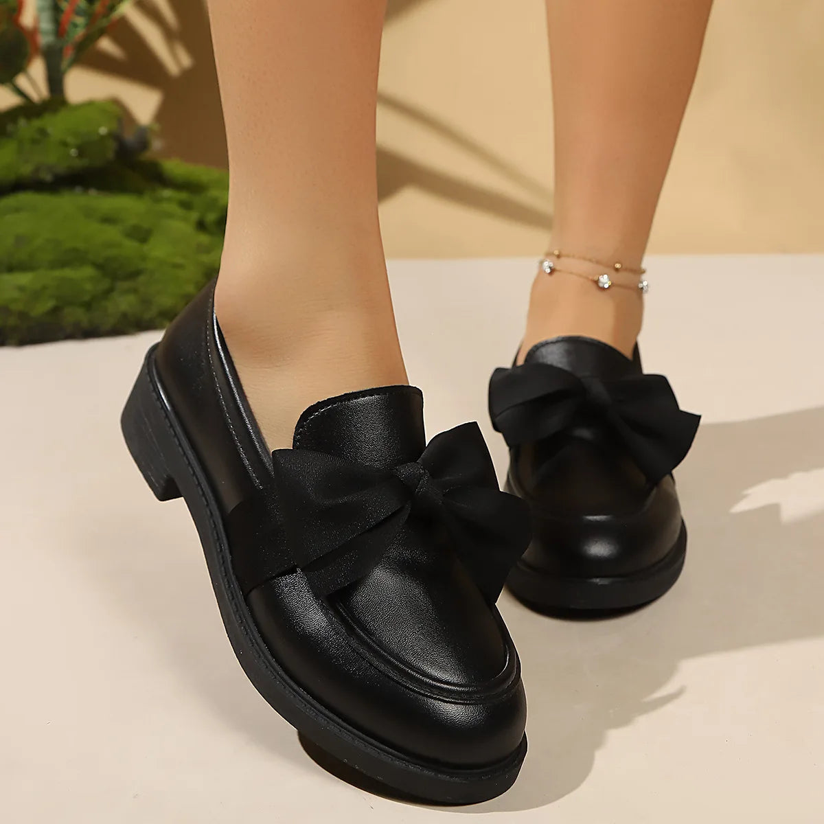 Women's Bow Platform Slip-On Loafers
