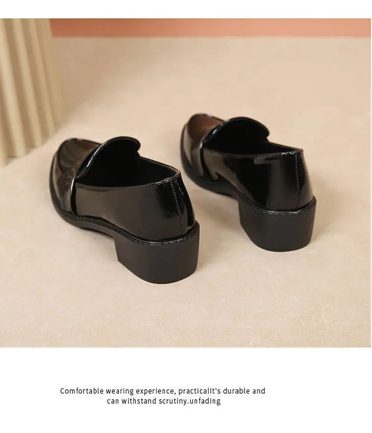 Women's Black Patent Leather Work Loafers