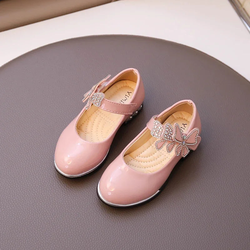 Girls' Rhinestone Butterfly Party Loafers