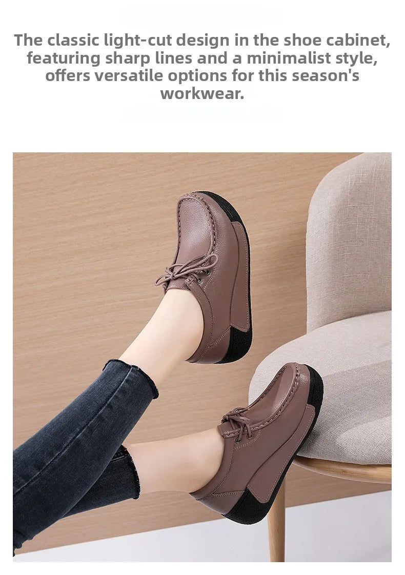 Women's Real Leather Flatform Loafers