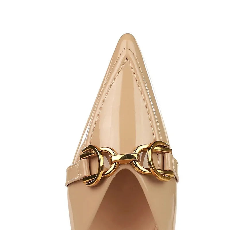 Womens Metal Buckle Ballet Flats