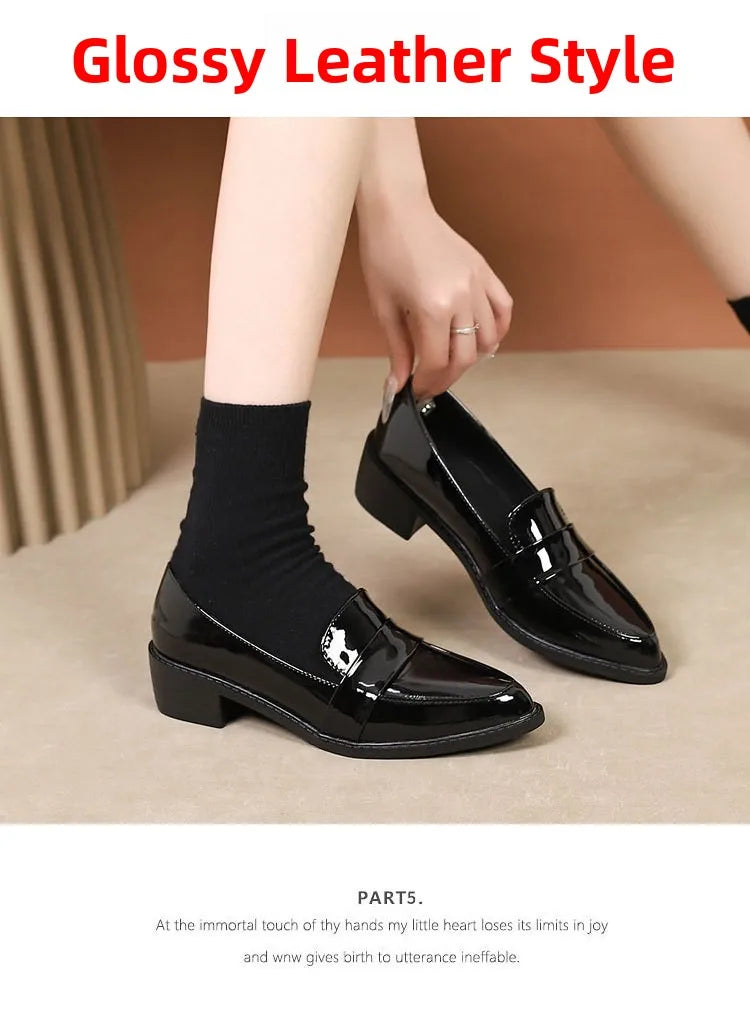 Women's Black Patent Leather Work Loafers