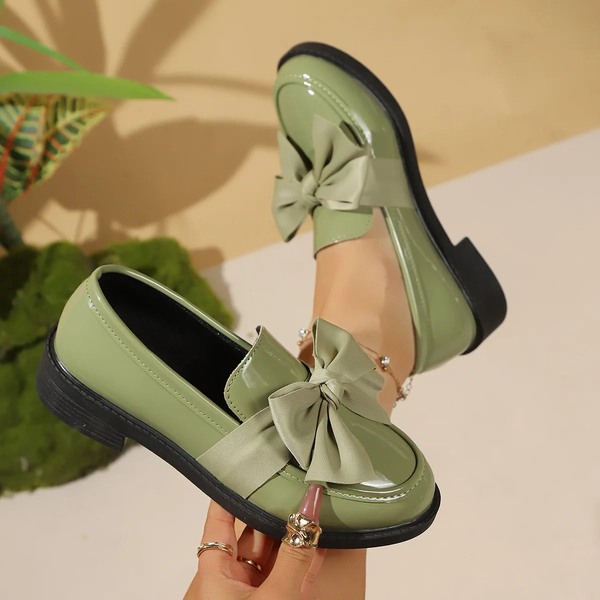 Women's Bow Platform Slip-On Loafers