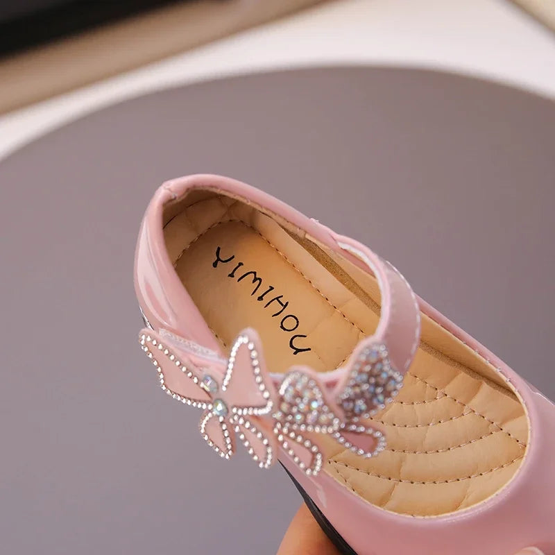 Girls' Rhinestone Butterfly Party Loafers