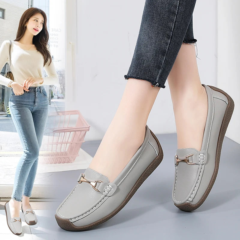 Women's Leather Boat Loafers