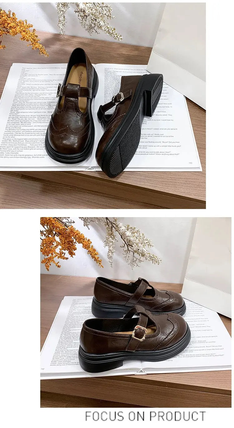 Women's Block Heel Mary Jane Loafers