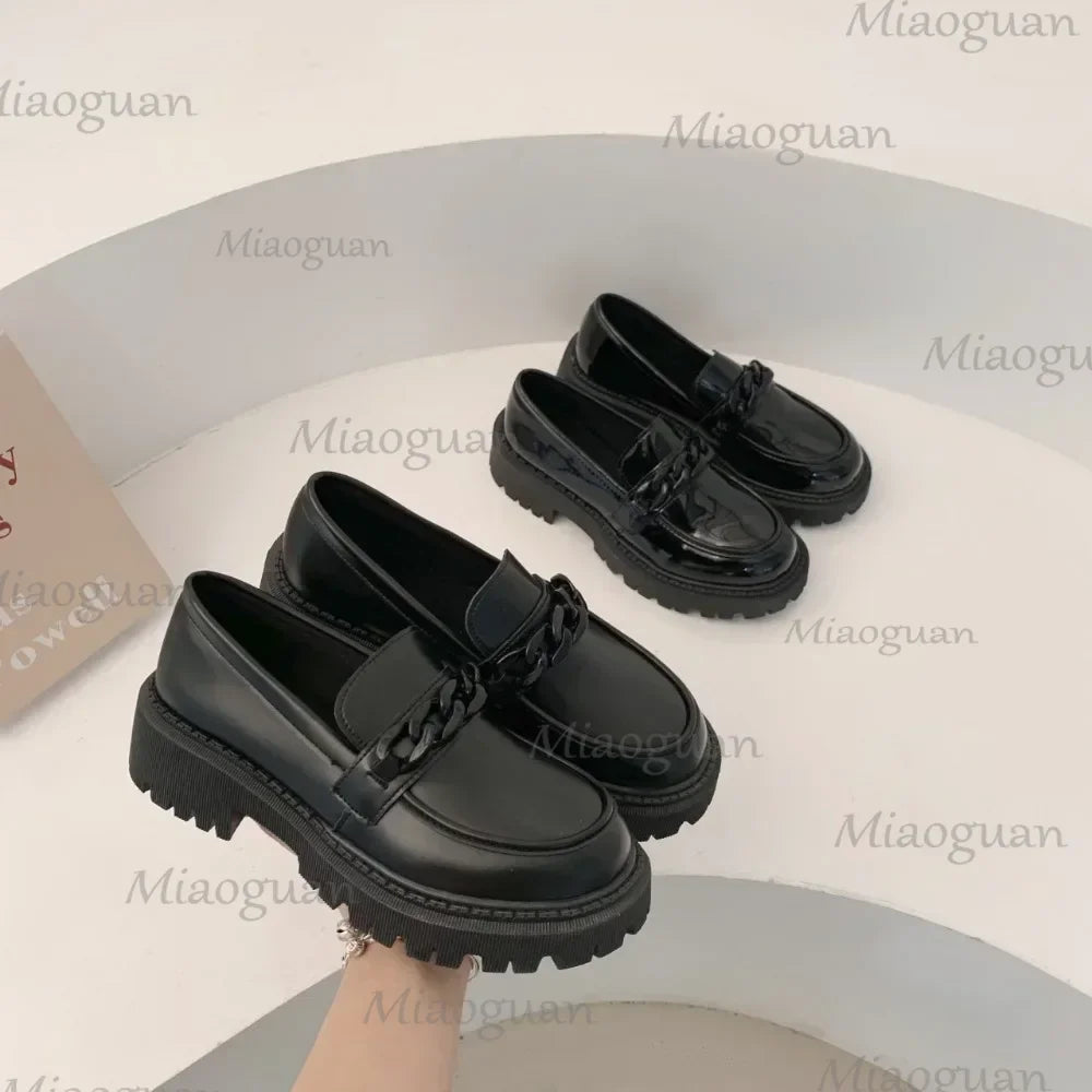 Women's Black Patent Platform Loafers