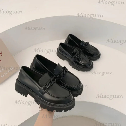 Women's Black Patent Platform Loafers