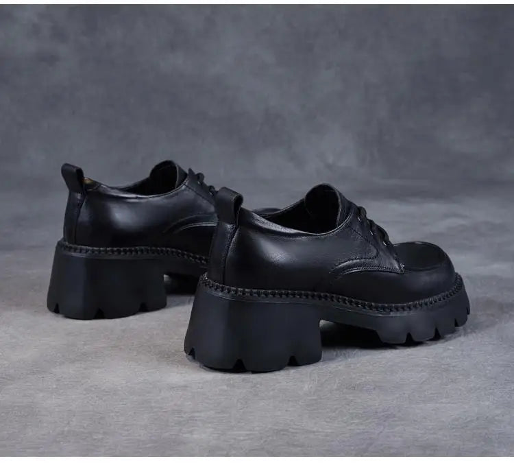 Women's Brown Lace-Up Platform Loafers