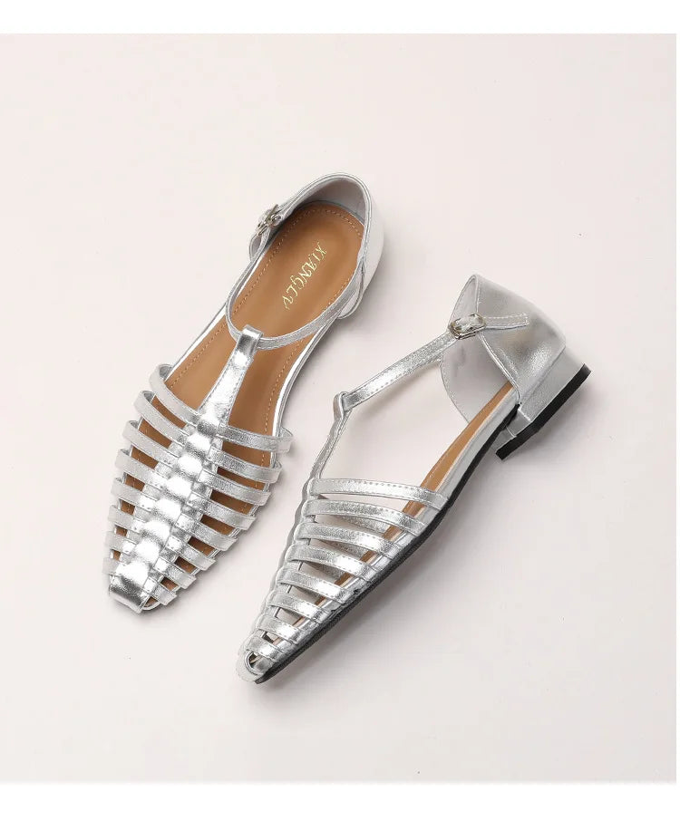 Womens T Bar Woven Ballet Flats styling view - womens Mary Jane flats UK view 6