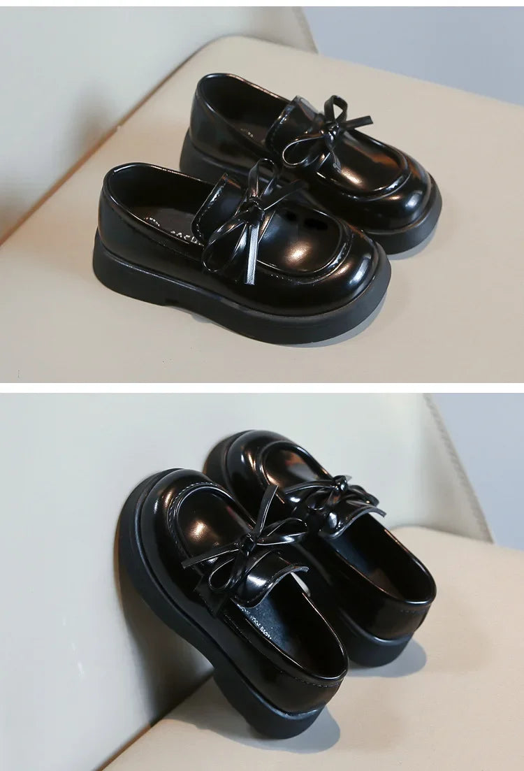Kids' Black Thick Sole School Loafers