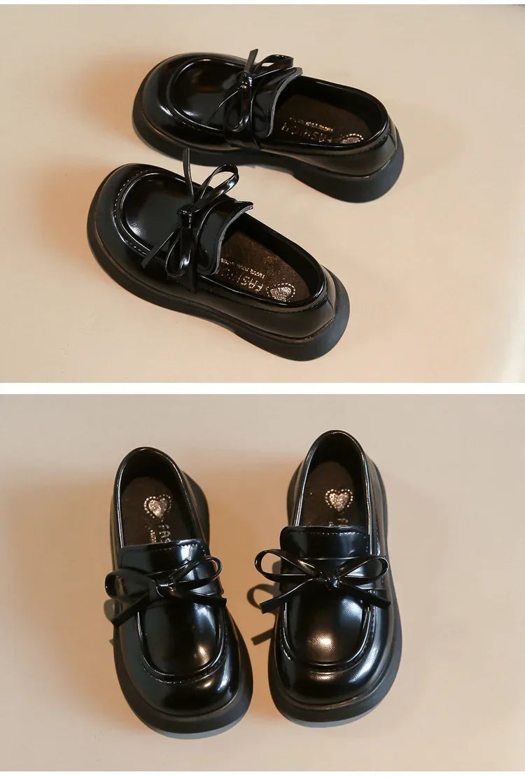 Kids' Black Thick Sole School Loafers